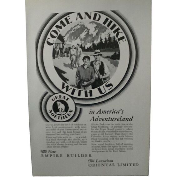 Vintage 1930 Great Northern Rail Come and Hike With Us Ad Advertisement - Picture 4 of 4